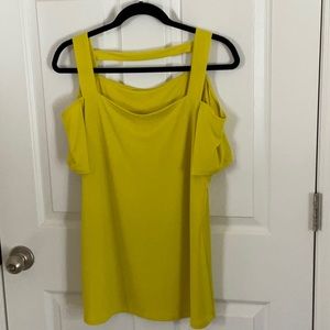 Bright yellow cold shoulder blouse